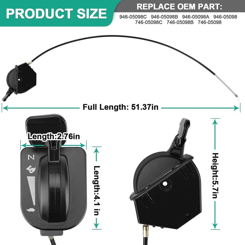 Slother Upgraded 946-05098c Throttle Choke Cable Compatible with Cub Cadet XT1-LT46 LT50 GT50 GT54 ST54 XT2-LT54 LX42 LX46 GX54 ST54 Throttle Assembly Replace 946-05098A 946-05098B 746-05098A - Image 2